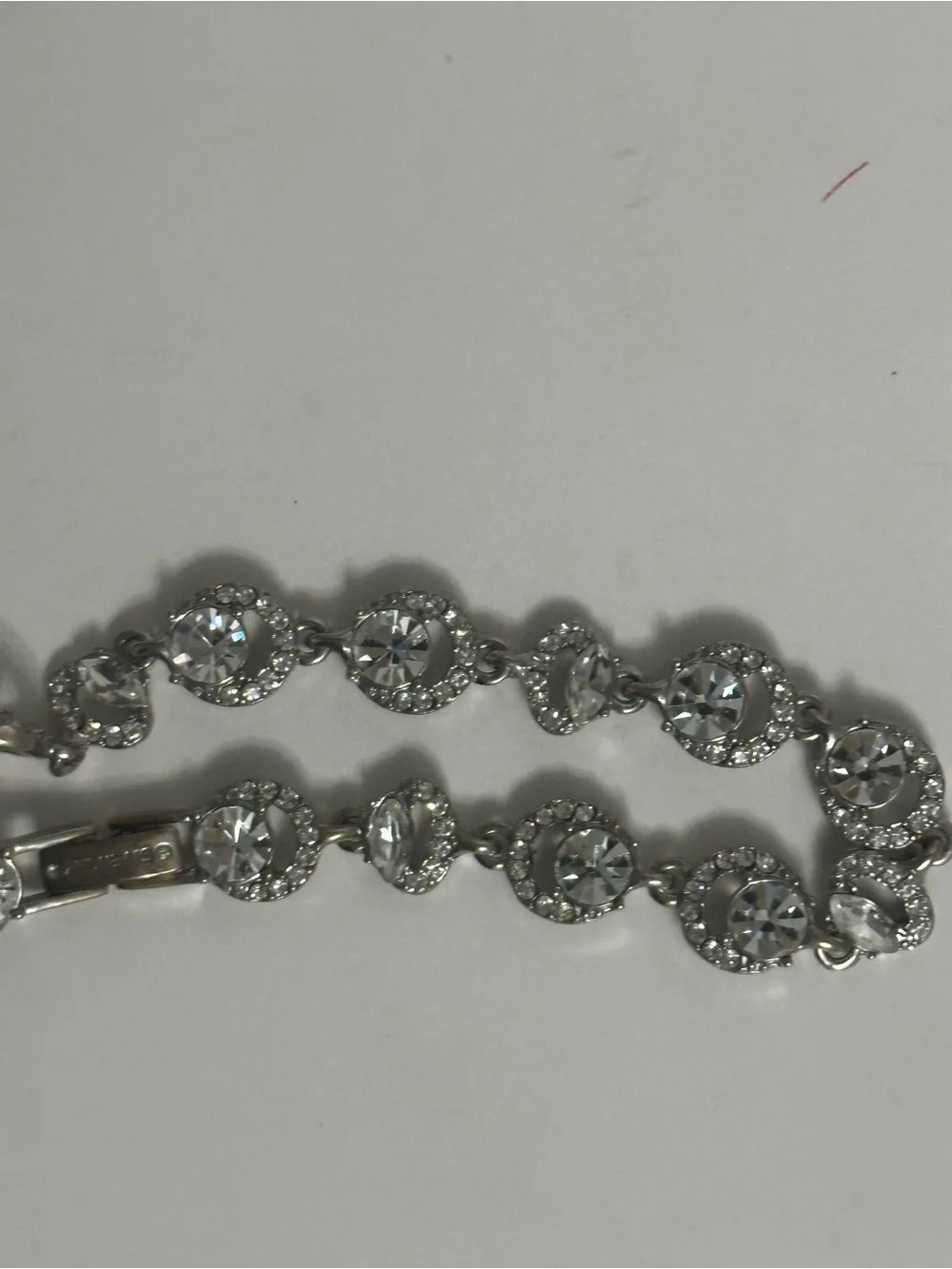 Givenchy Crystal Rhinestone Bracelet Silver Tone Signed Glam Evening Jewelry